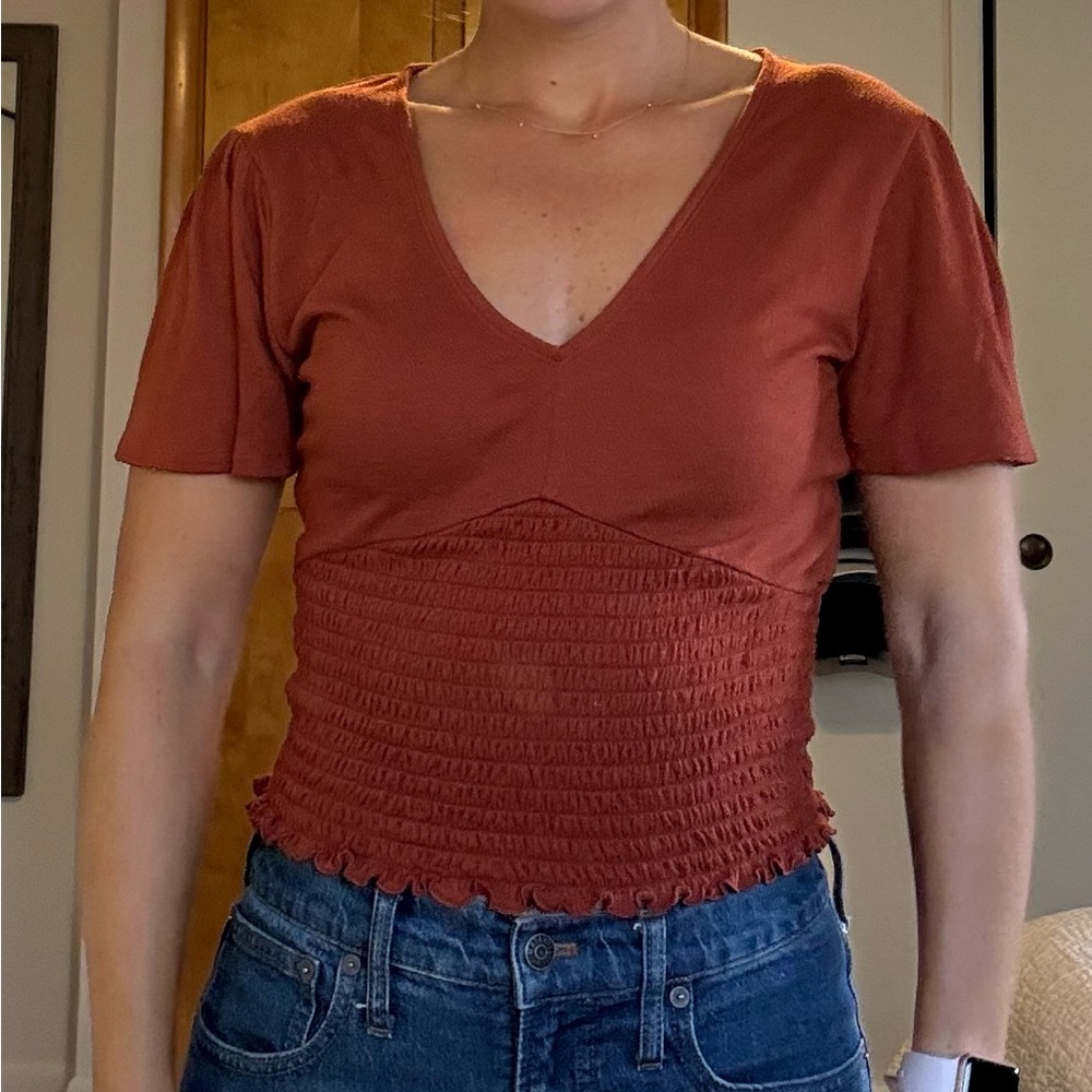 A&F Burnt Orange V-Neck Top